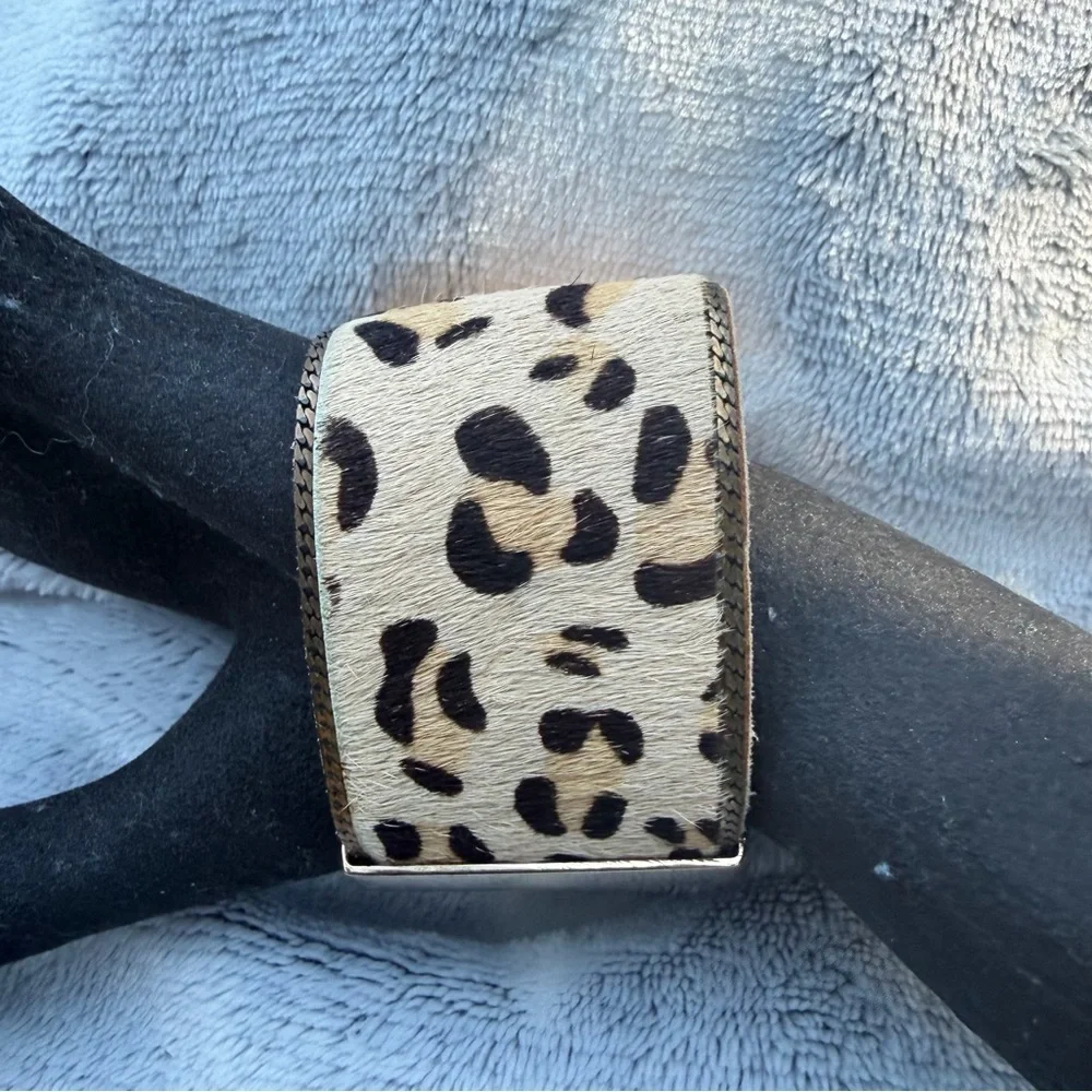 Leopard Print and Metallic Bracelet